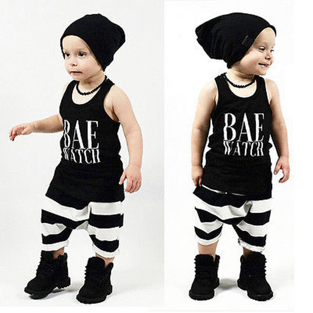 Summer baby boy clothes Newborn Infant Baby Boy Letter Vest Tops + Stripe Shorts Pants Outfit Clothes Set roupas infantis menino