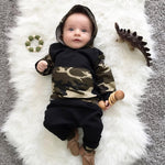 2Pcs Toddler Infant Baby Boy Clothes Set Camouflage Hooded Tops+Pants Outfits